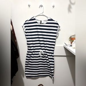 H&M blue and white striped drawstring dress- size 2